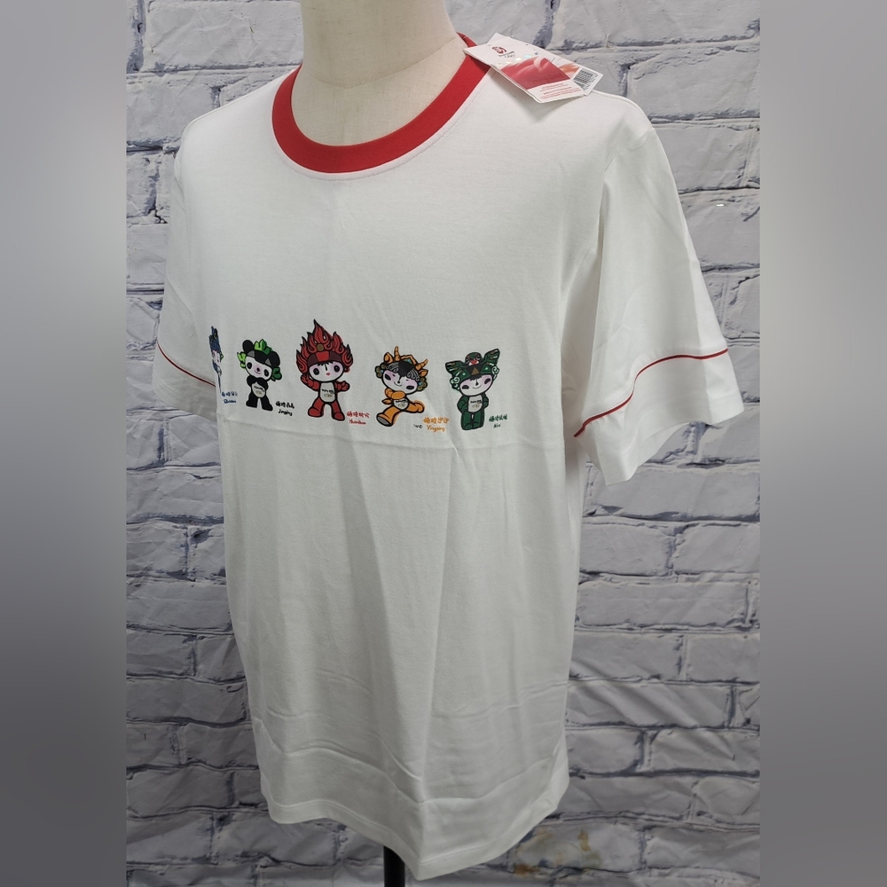 NWT Beijing Olympic Games T-Shirt Tee Official Product White Red Anime XL - Picture 13 of 16